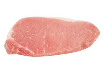 slices of raw pork meat isolated on white background
