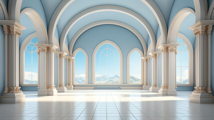 Obraz premium The large hall has a comfortable atmosphere and the air can circulate easily.