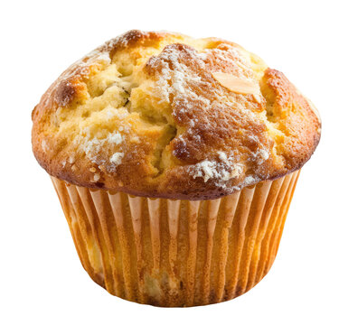 Tasty sweet muffin isolated on transparent background, top view