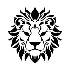 simple abstract lion head logo vector iconic illustration