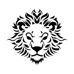 simple abstract lion head logo vector iconic illustration