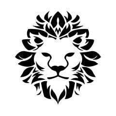 simple abstract lion head logo vector iconic illustration
