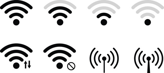 Wifi Signal icon set, Internet connection symbol collection Vector