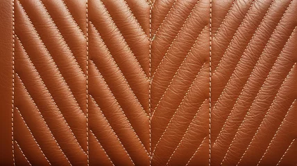 Deurstickers premium leather texture with white stitching pattern © benjawan