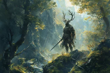 Fototapeten illustration of a forest deer knight © food and Drink