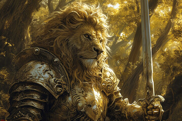 illustration of the jungle lion knight