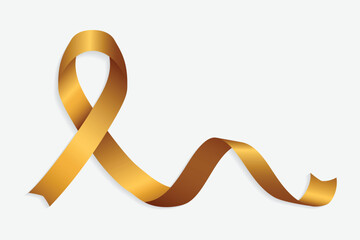 World Cancer Day Gold Realistic Ribbon