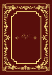 Fototapeta na wymiar Gold ornament on dark background. Can be used as invitation card. Book cover. Vector illustration. Hand drawn Illustration