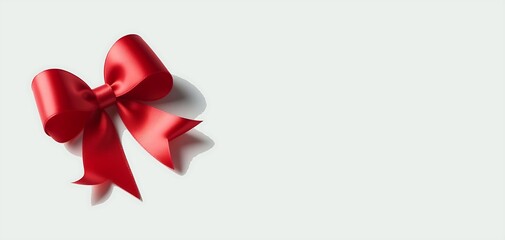 Red silky Satin Gift Bow on blue background ai generative