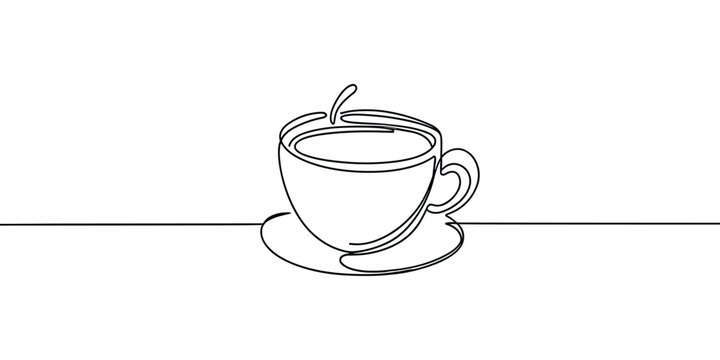 coffee cup continuous line art style illustration