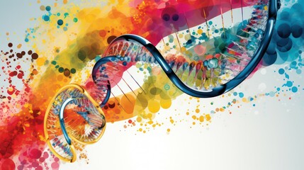DNA helix waterclor painting