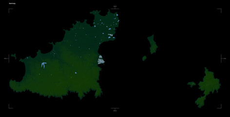 Guernsey shape isolated on black. Physical elevation map