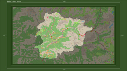 Andorra composition. OSM Topographic German style map