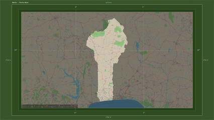 Benin composition. OSM Topographic German style map