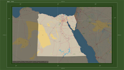 Egypt composition. OSM Topographic German style map