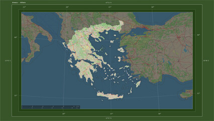 Greece composition. OSM Topographic German style map