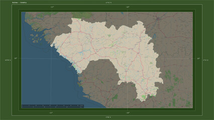 Guinea composition. OSM Topographic German style map