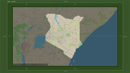 Kenya composition. OSM Topographic German style map