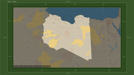 Libya composition. OSM Topographic German style map