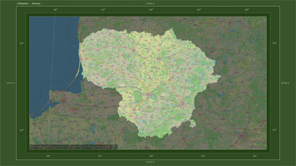 Lithuania composition. OSM Topographic German style map