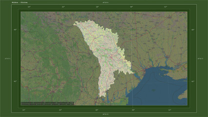 Moldova composition. OSM Topographic German style map