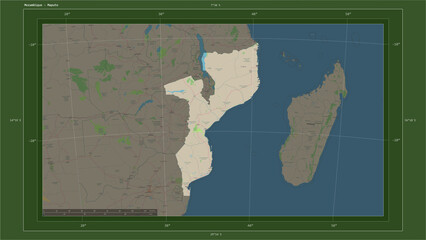 Mozambique composition. OSM Topographic German style map