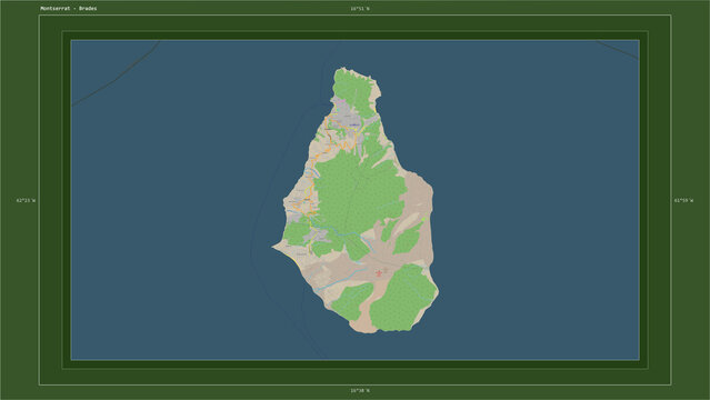 Montserrat composition. OSM Topographic German style map