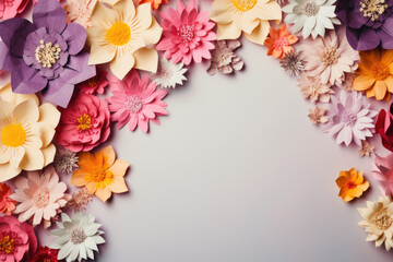 Naklejka na ściany i meble Beautiful spring flowers on paper background