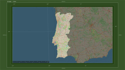 Portugal composition. OSM Topographic German style map