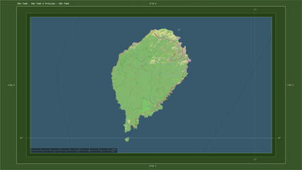 São Tomé - São Tomé e Príncipe composition. OSM Topographic German style map