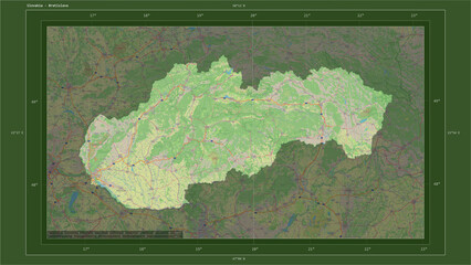 Slovakia composition. OSM Topographic German style map