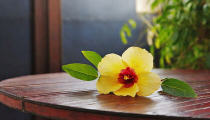 yellow flower on the table