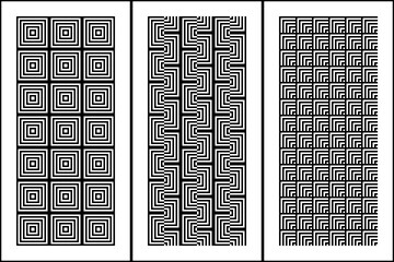 black and white set of seamless square, line and geometric pattern 