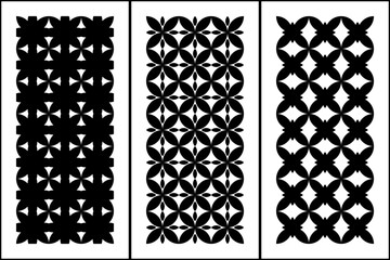 black and white set of seamless floral and geometric pattern 