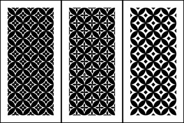 black and white set of seamless floral and geometric pattern 