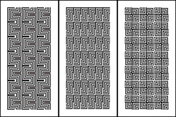 black and white set of seamless square, line and geometric pattern 