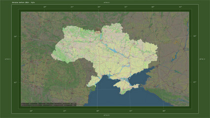 Ukraine before 2014 composition. OSM Topographic German style map