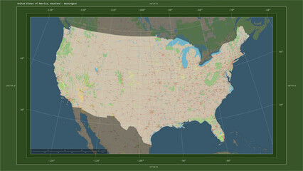United States of America - mainland composition. OSM Topographic German style map
