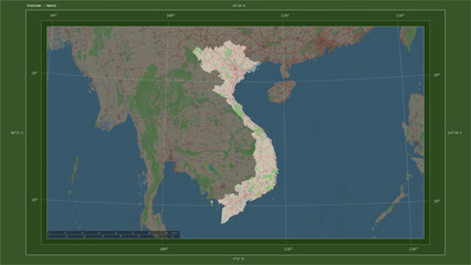 Vietnam composition. OSM Topographic German style map