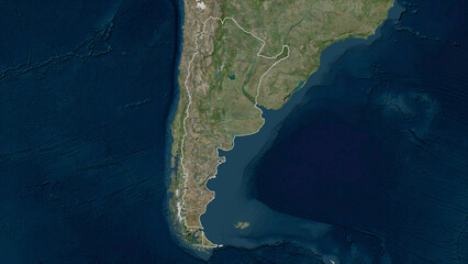Argentina outlined. High-res satellite map © zelwanka