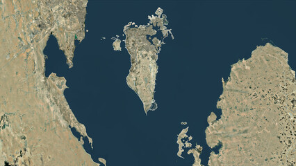 Bahrain outlined. High-res satellite map