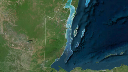 Belize outlined. High-res satellite map