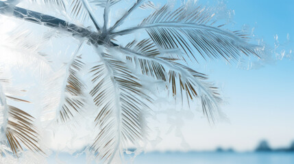 palm leaves through frosted glass