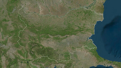 Bulgaria outlined. High-res satellite map
