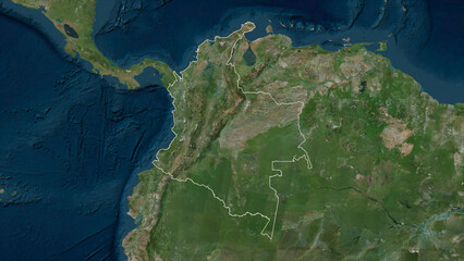 Colombia outlined. High-res satellite map