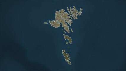 Faroe Islands outlined. High-res satellite map