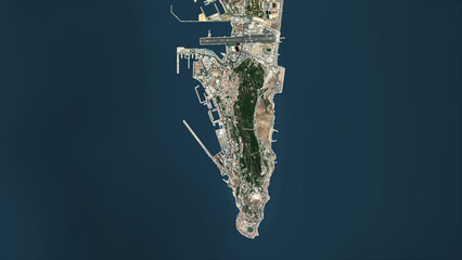 Gibraltar outlined. High-res satellite map