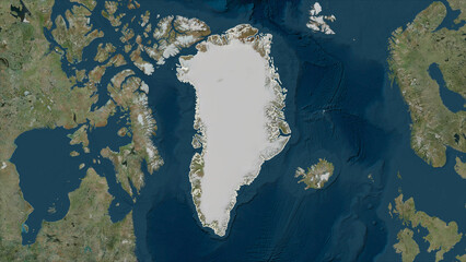 Greenland outlined. High-res satellite map - obrazy, fototapety, plakaty
