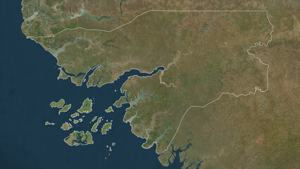Guinea-Bissau outlined. High-res satellite map © zelwanka
