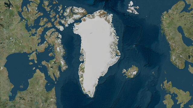 Greenland outlined. High-res satellite map
